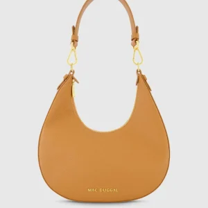 Brown Grain Leather Hobo Bag With Gold Hardware - FINAL SALE