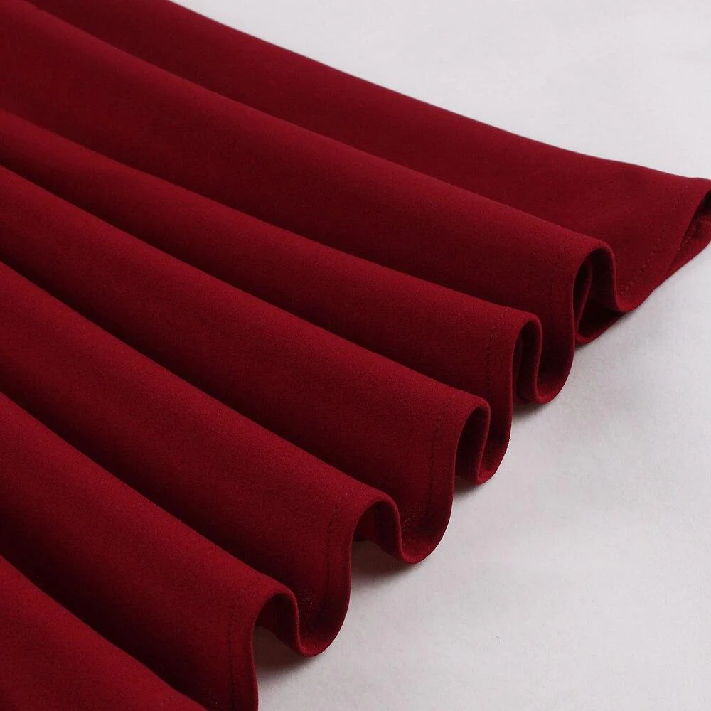 Robe Fifties Rouge Col Claudine – Image 6